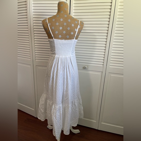 Banana republic white boho slimming long dress Sz 8 - Picture 7 of 12